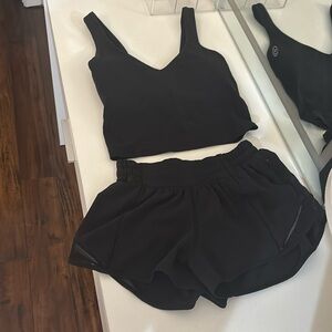 Lululemon Black Sports Top and Shorts Set